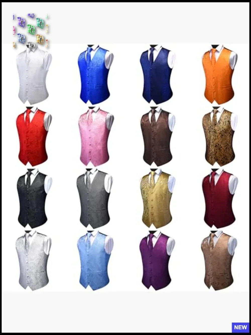 Slim Fit Silk Vest Formal Wedding Set V-Neck Elegant Paisley Jacquard